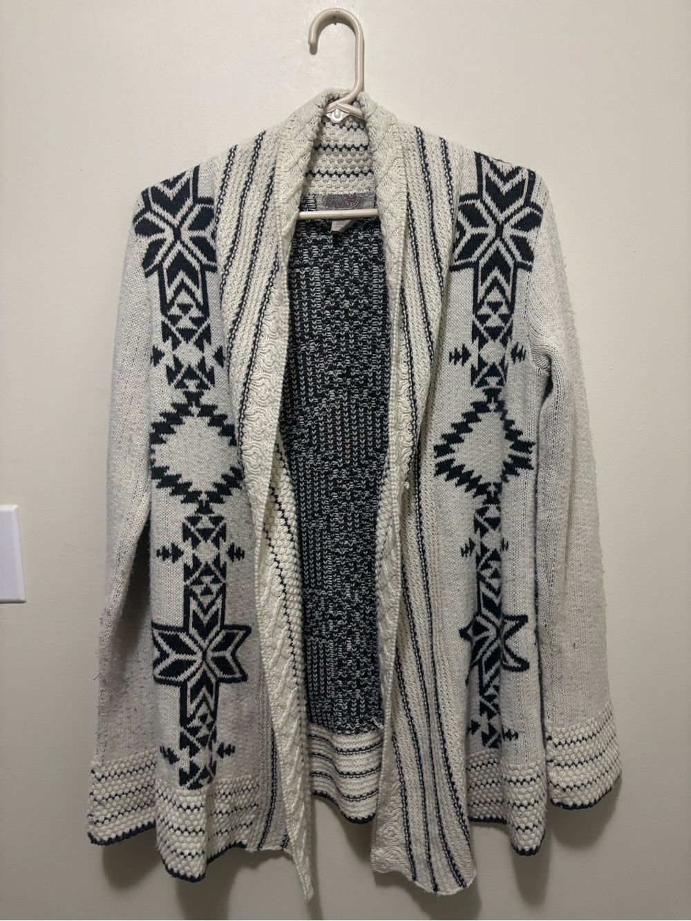 Free People Open Front Fair Isle / Aztec Knit Cardigan Sweater